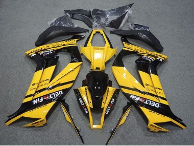 2011-2015 Yellow Glossy Black Delt Fin Kawasaki ZX10R Motorcycle Fairings