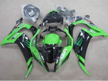 2011-2015 Green Glossy Black Green Elf Touch4 Monster Kawasaki ZX10R Motorcycle Fairings