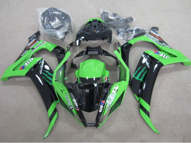 2011-2015 Green Glossy Black Green Elf Touch4 Monster Kawasaki ZX10R Motorcycle Fairings