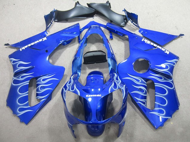 2000-2001 Blue White Flame Kawasaki ZX12R Motorcycle Fairings