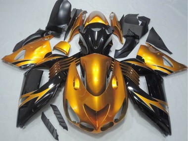 2006-2011 Gold Glossy Black Kawasaki ZX14R ZZR1400 Motorcycle Fairing