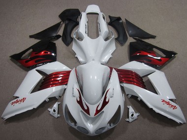 2006-2011 White Red Black Kawasaki ZX14R ZZR1400 Motorcycle Fairings