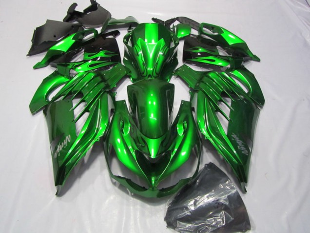 2012-2024 Green Glossy Black Silver Ninja Kawasaki ZX14R ZZR1400 Motorcycle Fairings