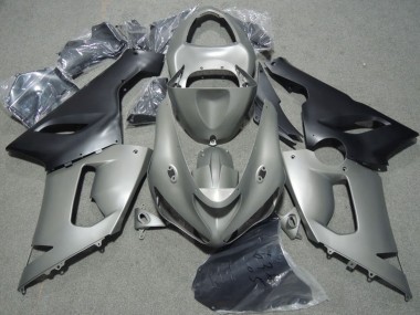 2005-2006 Grey Matte Black Kawasaki ZX6R Motorcycle Fairings