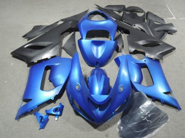 2005-2006 Blue Matte Black Kawasaki ZX6R Motorcycle Fairing Kits