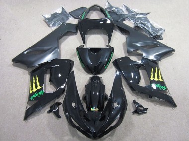 2005-2006 Glossy Black Yellow Monster Kawasaki ZX6R Motorcycle Fairing