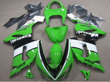 2005-2006 Green White Black Kawasaki ZX6R Motorcycle Fairings