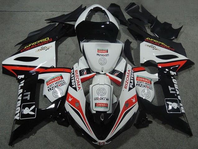 2005-2006 White Black Red Rizoma Playboy Kawasaki ZX6R Motorcycle Fairings