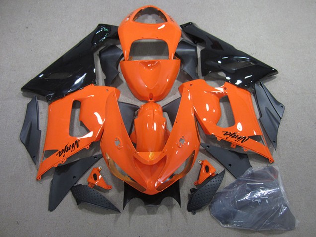 2005-2006 Orange Black Kawasaki ZX6R Motorcycle Fairing Kits