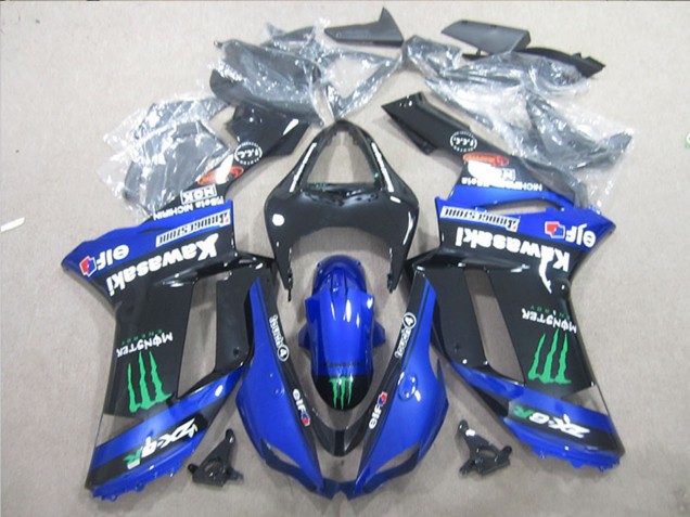 2007-2008 Black Blue Green Monster Kawasaki ZX6R Motorcycle Fairings