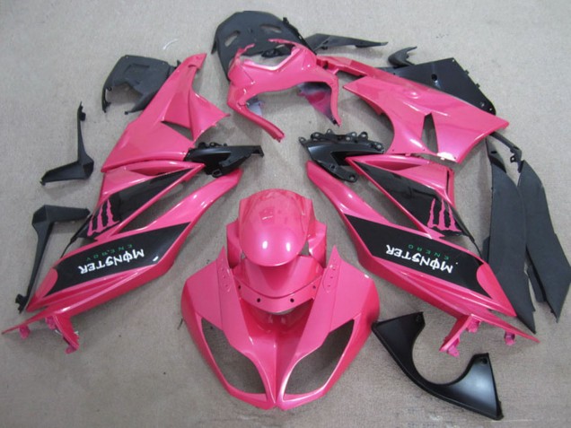 2009-2012 Pink Black Monster Kawasaki ZX6R Motorcycle Fairings
