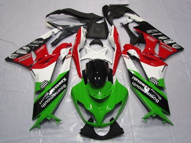 2009-2012 White Red Green Glossy Black Kawasaki ZX6R Motorcycle Fairings