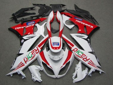 2009-2012 White Red Black Rapid Kawasaki ZX6R Motorcycle Fairings