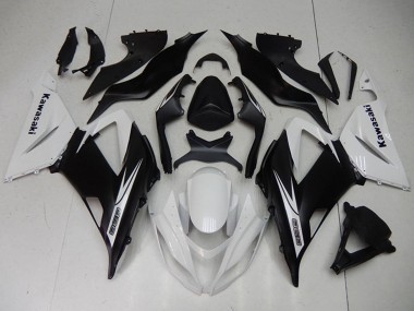 2013-2018 White Matte Black Kawasaki ZX6R Motorcycle Fairings Kits