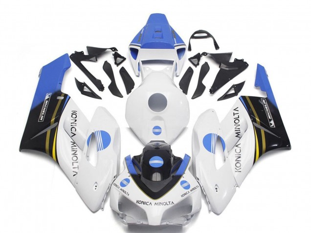 2004-2005 White Light Blue Glossy Black Konica Minolta Honda CBR1000RR Motorcycle Fairings