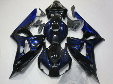 2006-2007 Glossy Black Blue Flame Honda CBR1000RR Motorcycle Fairings