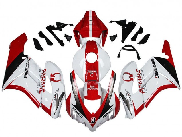 2004-2005 White Red Glossy Back Pramac Bridgestone Honda CBR1000RR Motorcycle Fairings