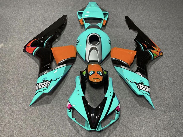 2006-2007 Cyan Blue Orange Glossy Black Shark Honda CBR1000RR Motorcycle Fairings