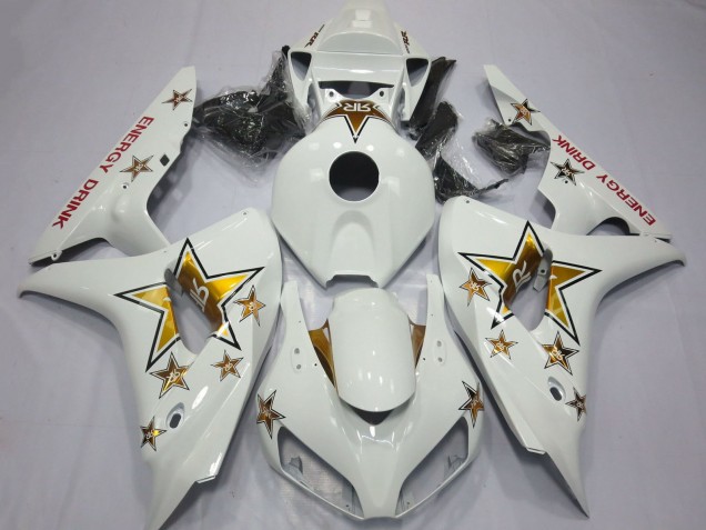 2006-2007 White Gold Star Energy Drink Honda CBR1000RR Motorcycle Fairings