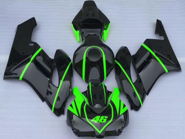 2004-2005 Glossy Black High Viz Green Honda CBR1000RR Motorcycle Fairings