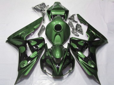 2006-2007 Green Glossy Black Flame Honda CBR1000RR Motorcycle Fairings