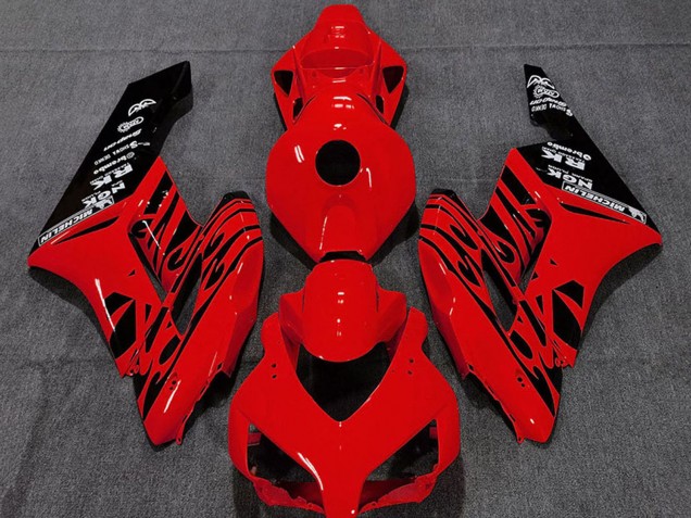2004-2005 Red Glossy Black Flame Honda CBR1000RR Motorcycle Fairings