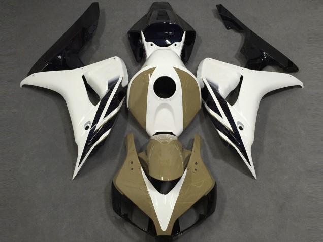 2006-2007 White Tan Glossy Black Honda CBR1000RR Motorcycle Fairings