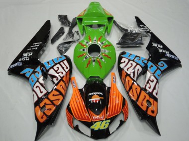 2006-2007 Green Orange Blue Glossy Black Rossi 46 Honda CBR1000RR Motorcycle Fairings