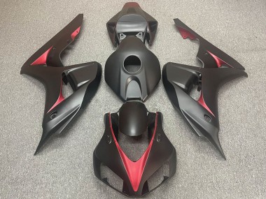 2006-2007 Matte Black Red Honda CBR1000RR Motorcycle Fairings