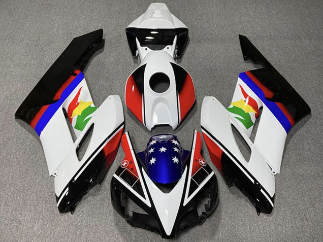 2004-2005 White Red Blue Glossy Black Star Honda CBR1000RR Motorcycle Fairings