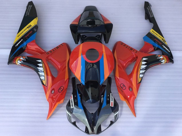 2006-2007 Red Blue Yellow Glossy Black Shark Honda CBR1000RR Motorcycle Fairings