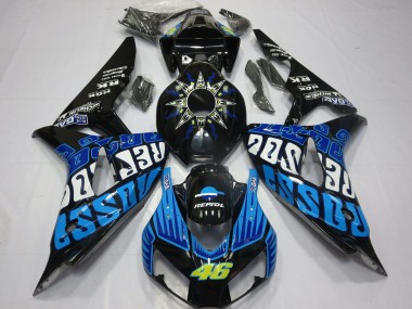2006-2007 Glossy Black Blue Rossi 46 Honda CBR1000RR Motorcycle Fairings