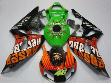 2006-2007 Green Orange Glossy Black Rossi 46 Honda CBR1000RR Motorcycle Fairings