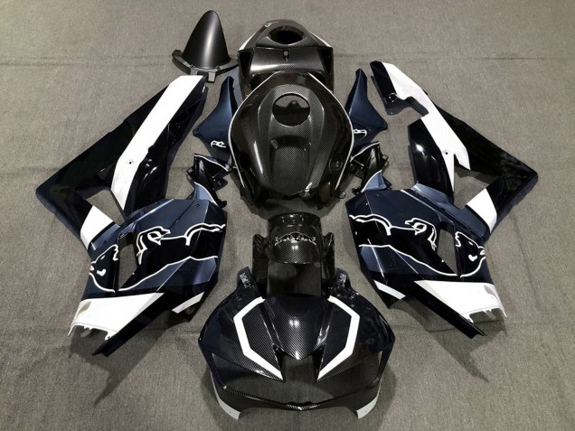 2013-2023 Black Carbon Fiber White Blue Bull Honda CBR600RR Motorcycle Fairings