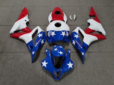 2007-2008 White Blue Red American Flag Honda CBR600RR Motorcycle Fairings