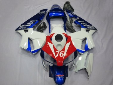 2003-2004 White Red Blue HRC 76 Honda CBR600RR Motorcycle Fairings