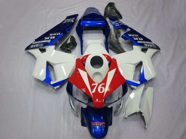 2003-2004 White Red Blue HRC 76 Honda CBR600RR Motorcycle Fairings