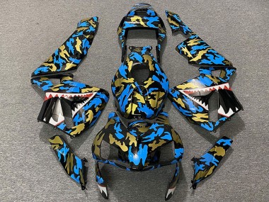 2003-2004 Blue Gold Camouflage Shark Honda CBR600RR Motorcycle Fairings