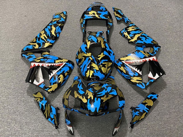 2003-2004 Blue Gold Camouflage Shark Honda CBR600RR Motorcycle Fairings