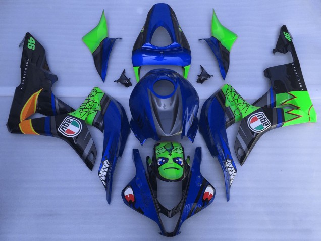 2007-2008 Blue Green Glossy Black Shark Honda CBR600RR Motorcycle Fairings
