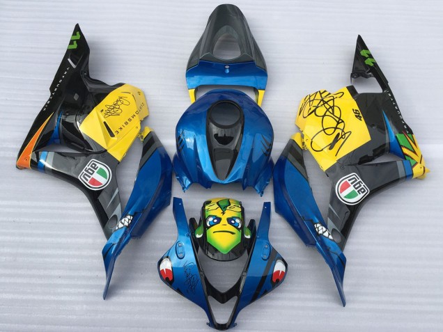 2009-2012 Blue Yellow Glossy Black Shark Honda CBR600RR Motorcycle Fairings