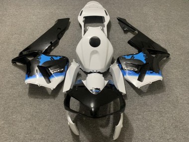 2003-2004 White Blue Glossy Black Splatter Honda CBR600RR Motorcycle Fairing