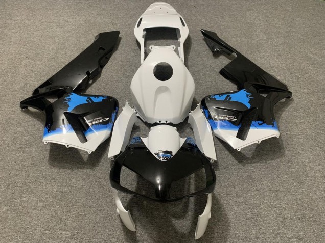 2003-2004 White Blue Glossy Black Splatter Honda CBR600RR Motorcycle Fairing