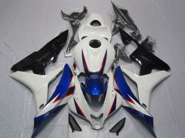 2007-2008 White Blue Glossy Black OEM Style Honda CBR600RR Motorcycle Fairings