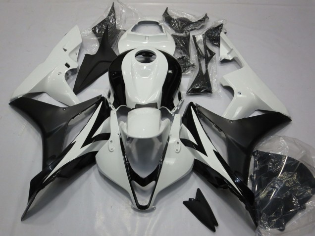 2007-2008 White Matte Black Honda CBR600RR Motorcycle Fairing Kits
