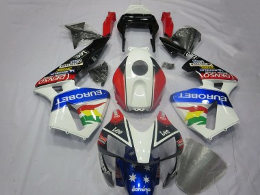 2003-2004 White Red Blue Glossy Black EuroBet Honda CBR600RR Motorcycle Fairing Kits
