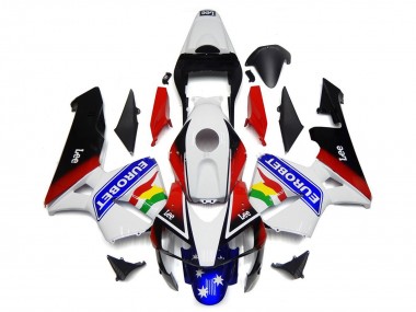 2003-2004 White Red Blue Glossy Black EuroBet Honda CBR600RR Motorcycle Fairing