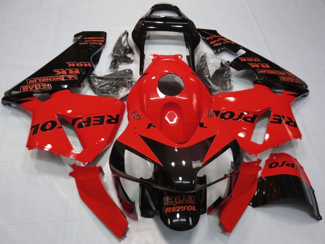 2003-2004 Red Glossy Black Repsol Honda CBR600RR Motorcycle Fairings