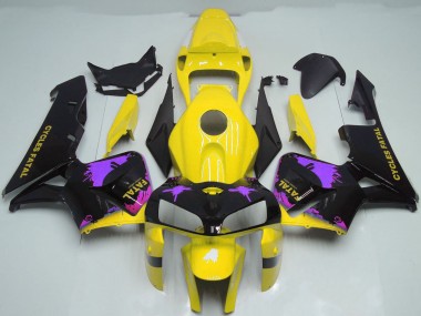 2005-2006 Glossy Black Yellow Purple Splatter Honda CBR600RR Motorcycle Fairings