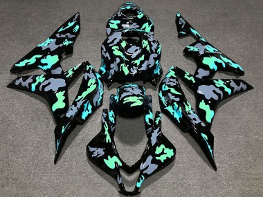 2007-2008 Green Grey Camouflage Honda CBR600RR Motorcycle Fairings